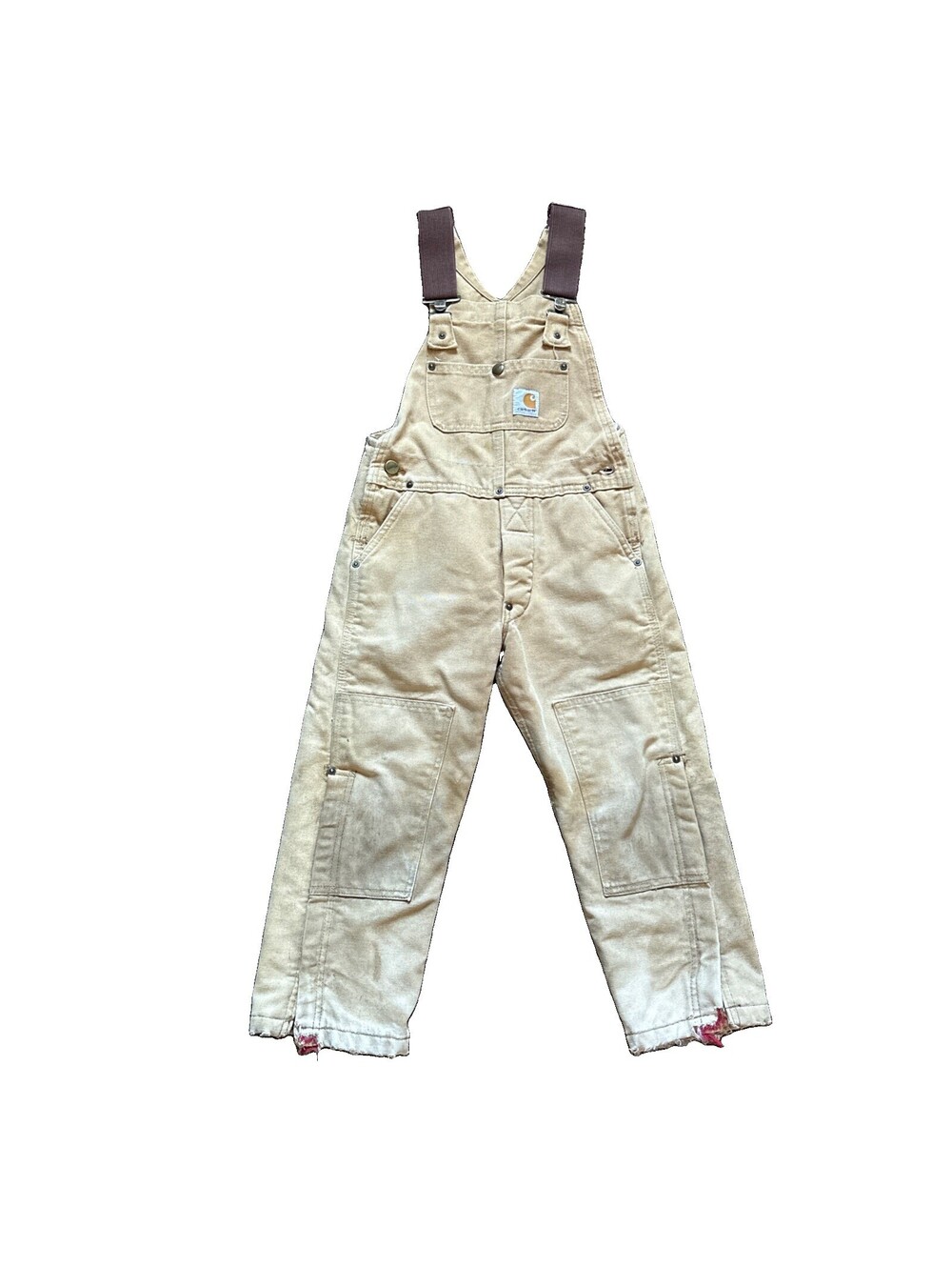 Vintage Carhartt Bib Overalls Youth S 6-8 Double Knee Insulated USA 90s BQ626
